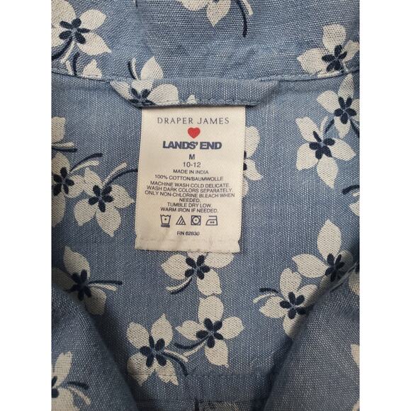 Draper James x Land's End Women's M Blue Floral Button Up Pajama Top - Picture 6 of 6